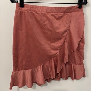 Charlotte Russe Asymmetrical Ruffle Skirt in Dusty Pink